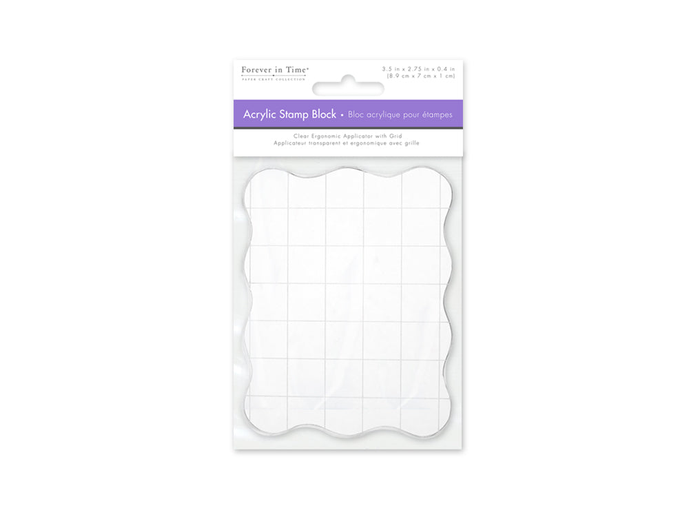 Clear Acrylic Stamp Block: 8.9cmx7cmx1cm Ergonomic Applicator w/Grids