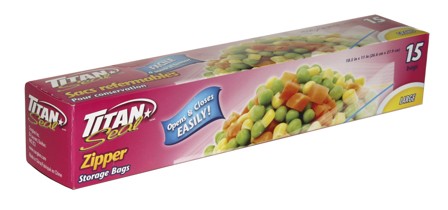 TITAN LARGE ZIPPER STORAGE BAGS 15 BAGS/PK