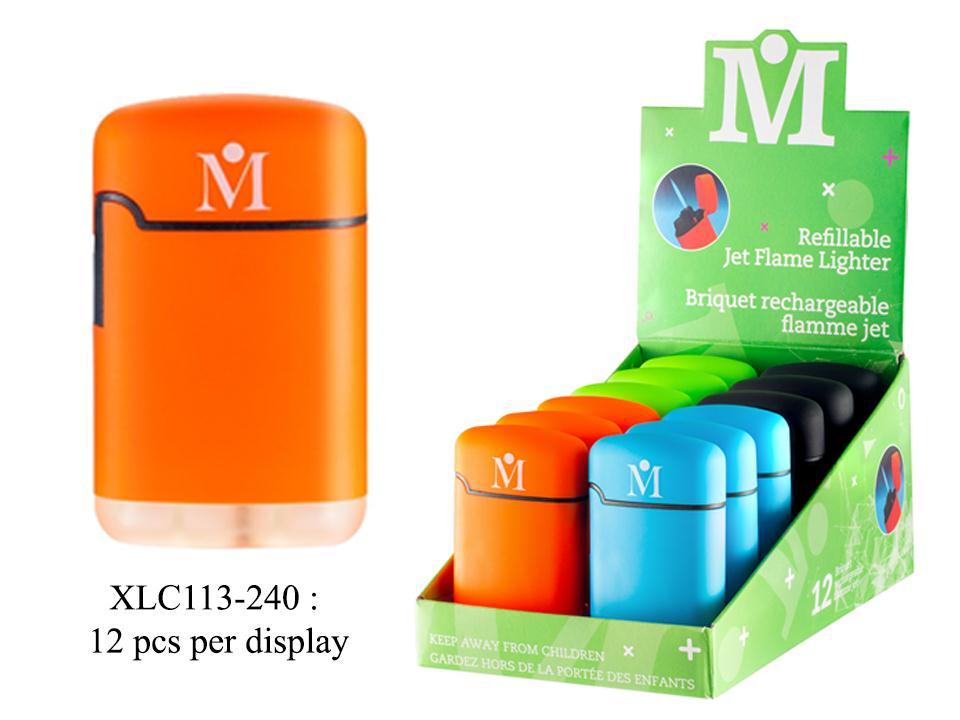 M Jet Flame Wind Proof Lighter Rubberized, 12/dsp