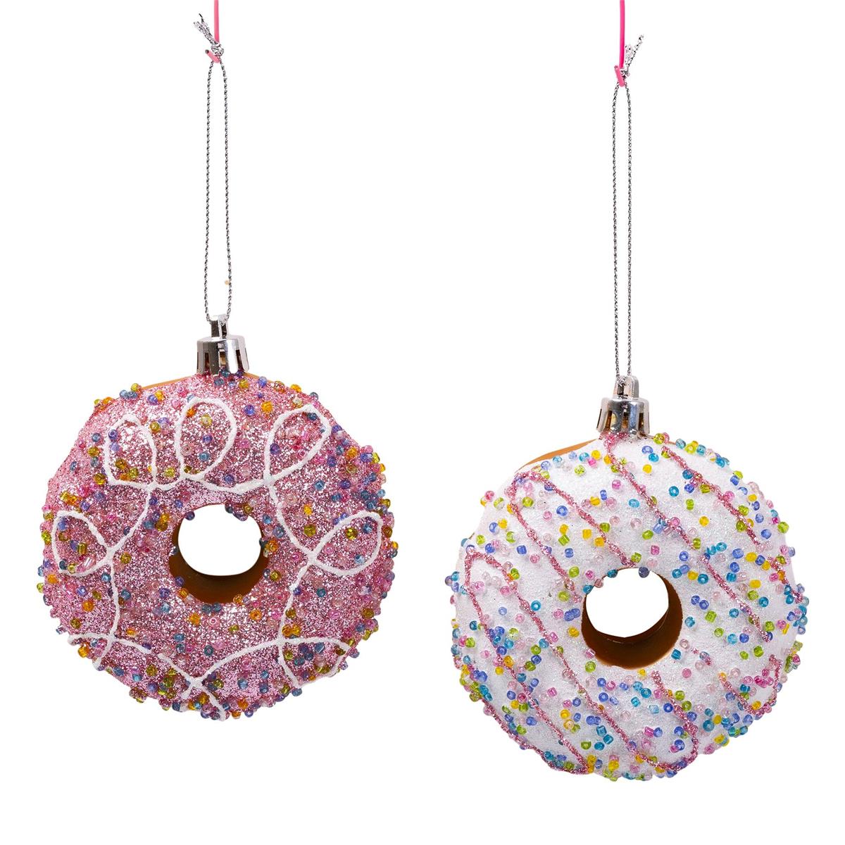 Deco N. Xmas Donut Ornament, 3.25", 2/c, cht