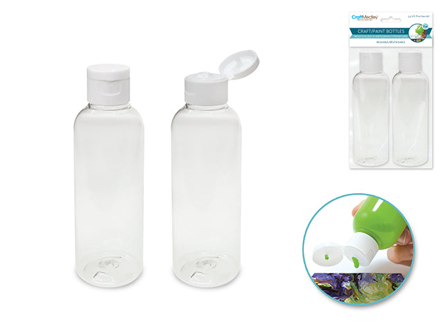 Plastic Bottles: 3.38oz (100ml) Transparent w/Flip-Top Lid 2/pk