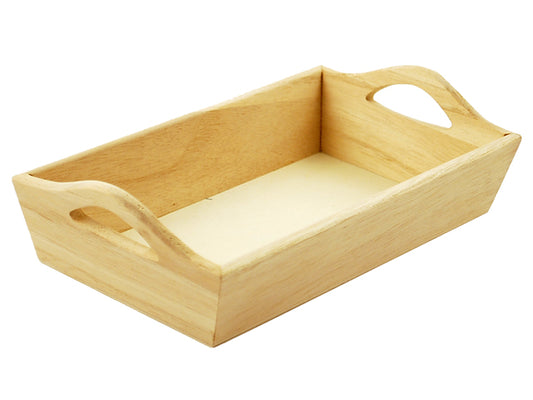 Wood Craft: 8.13"x4.63"x2.13" DIY Tray w/Handles