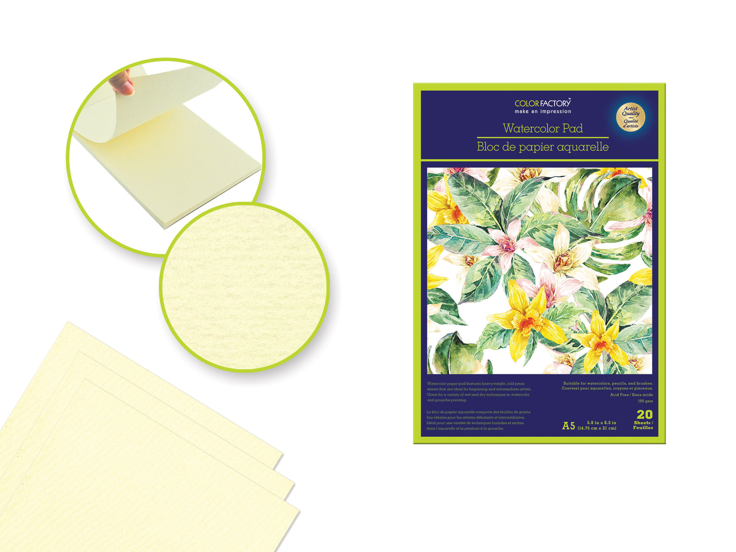 Color Factory: Watercolor Pad 5.8"x8.3" (A5) 300gsm 20 Sheets