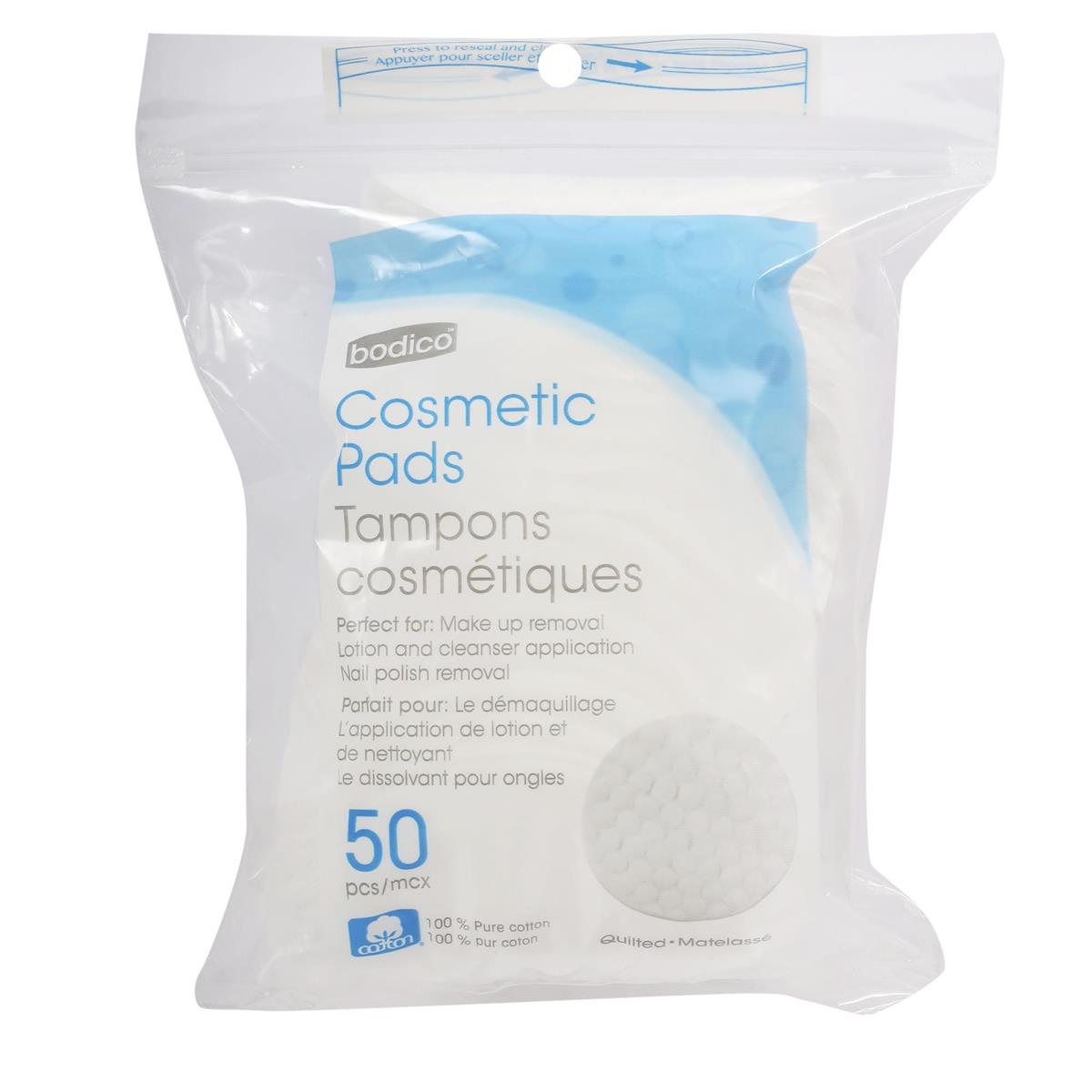 Bodico, 50-pc Large QUILTED cosmetic pads, 100% cotton(HZ)