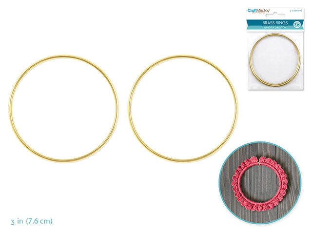 Craft Medley: Brass Rings 3" Round x2