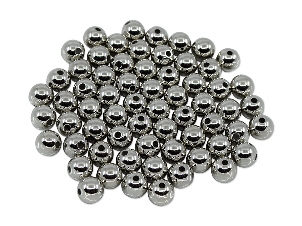Metal Effect Beads: 10mm Luster Electroplated Round 30g A) Titanium