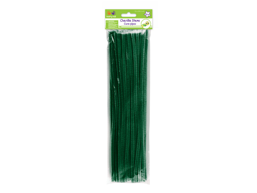 Chenille Stems: 6mmx30cm Standard Pipe Cleaners 40pc E) Hunter Green
