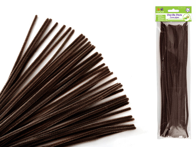 Chenille Stems: 6mmx30cm Standard Pipe Cleaners 40pc D) Dark Brown