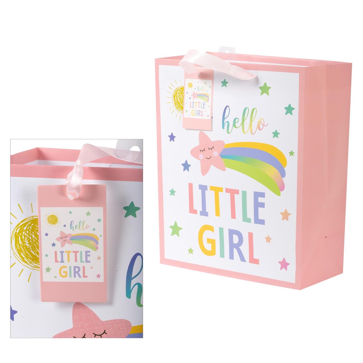 Paper T. Gift Bag, Large, "Ltl Girl", Matte 157GSM, Tag +j-hook