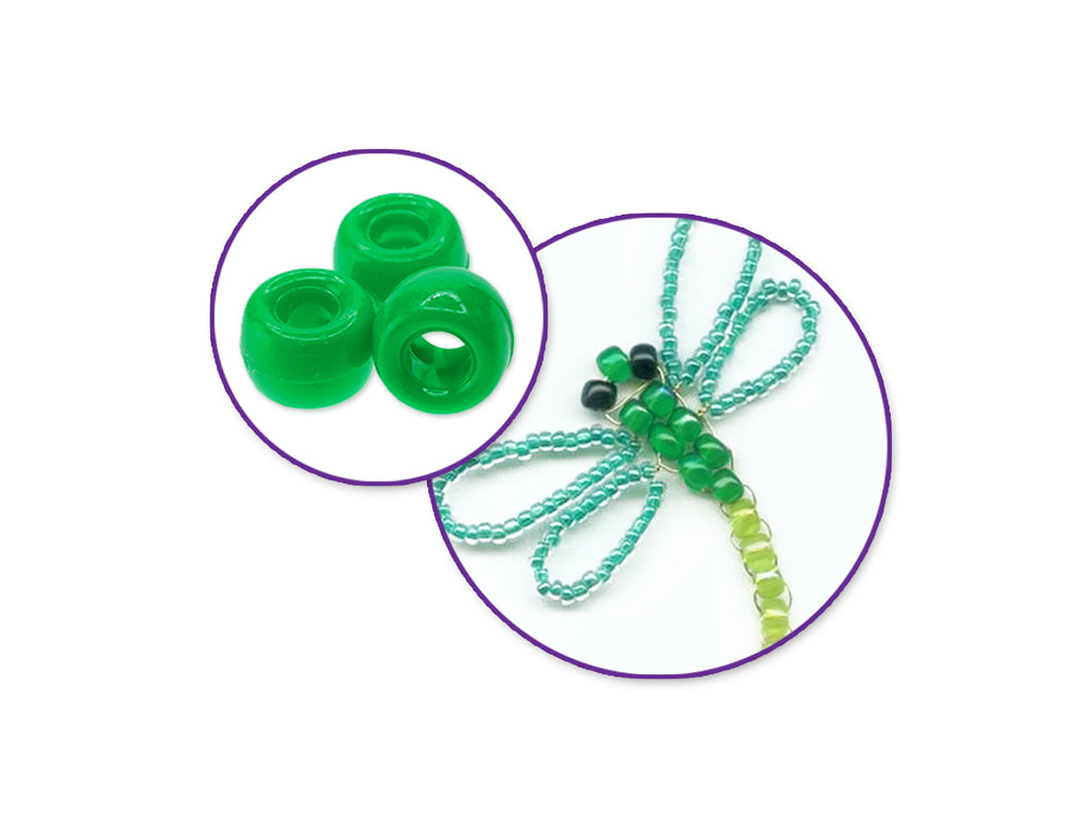 Pony Beads: 9mmx6mm Barrel Standard x175 D) Kelly Green
