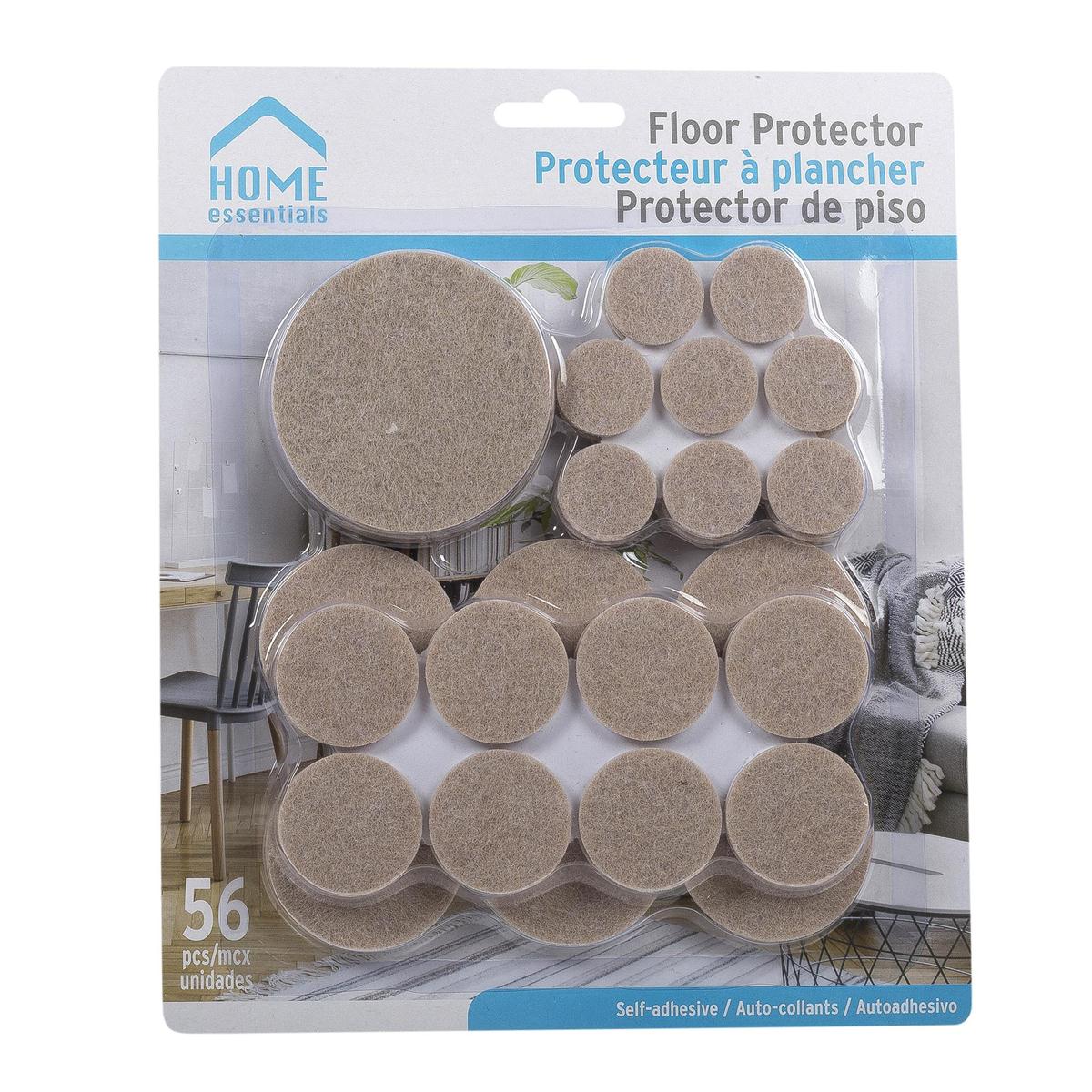 H.E., 56-pc Asst'd Floor Protectors self adhesive, b/c(CS)