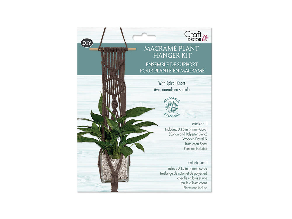 Craft Decor: DIY Macramé Planter Hanger Kit w/Wood Dowel C) Coffee