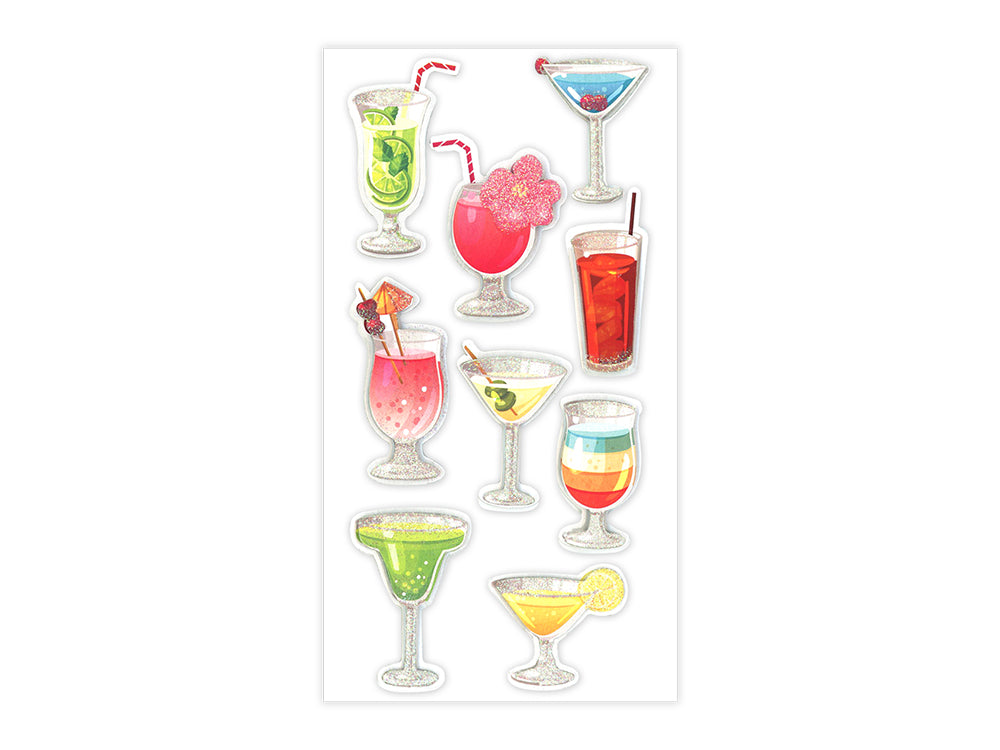 Handmade Sticker: 3D Glitter Cardstock Elements 250gsm E) Cocktails