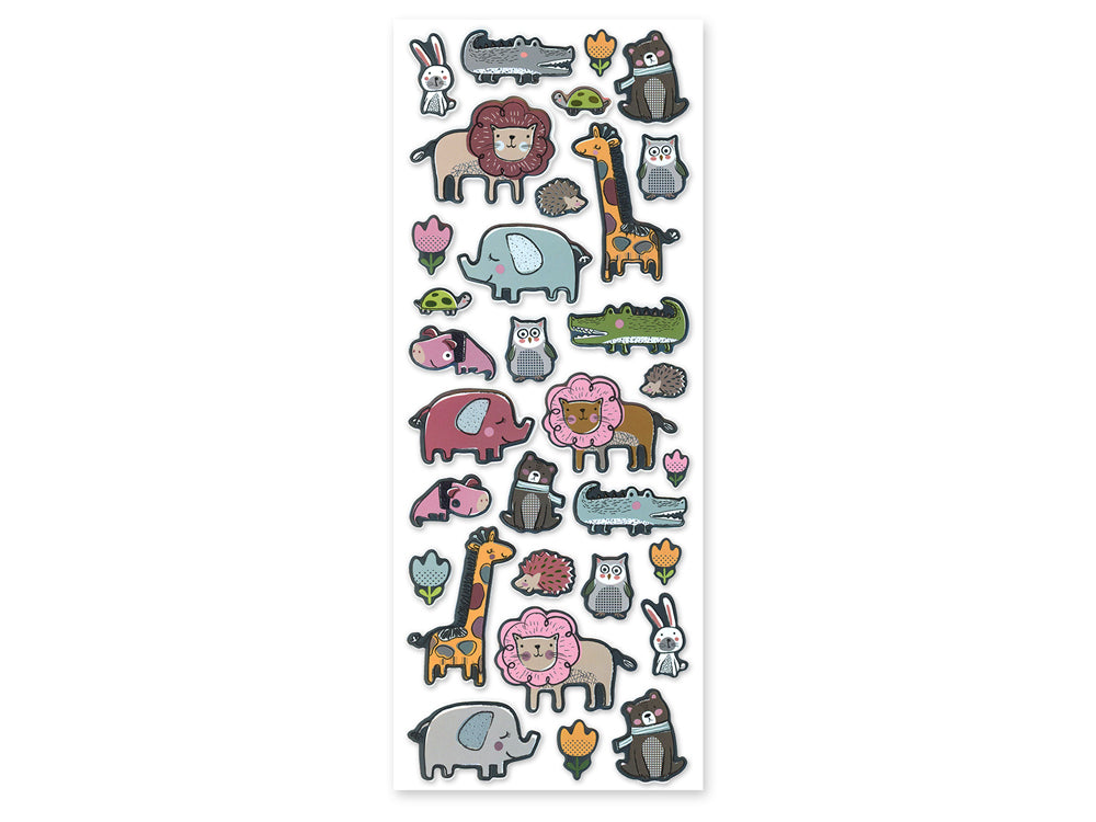 Paper Craft Stickers: 4.75"x12" Foil Icons 3D F) Animal Pals