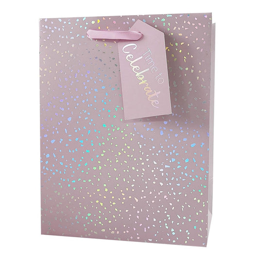 Paper T. DLX Gift Bag, Small, Pink Spkle, Matte 210GSM, HS Tag +j-hook