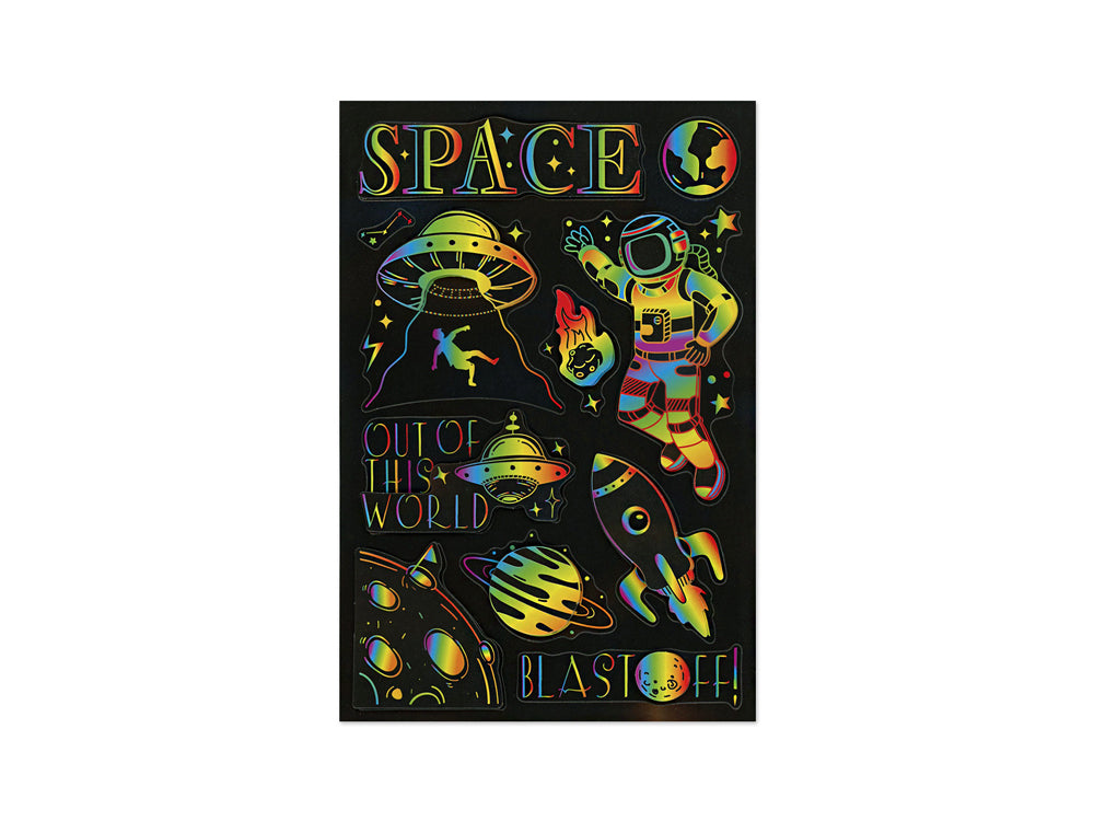 Handmade Sticker: 4.9"x7.3" 3D Rainbow Effect C) Out Of This World
