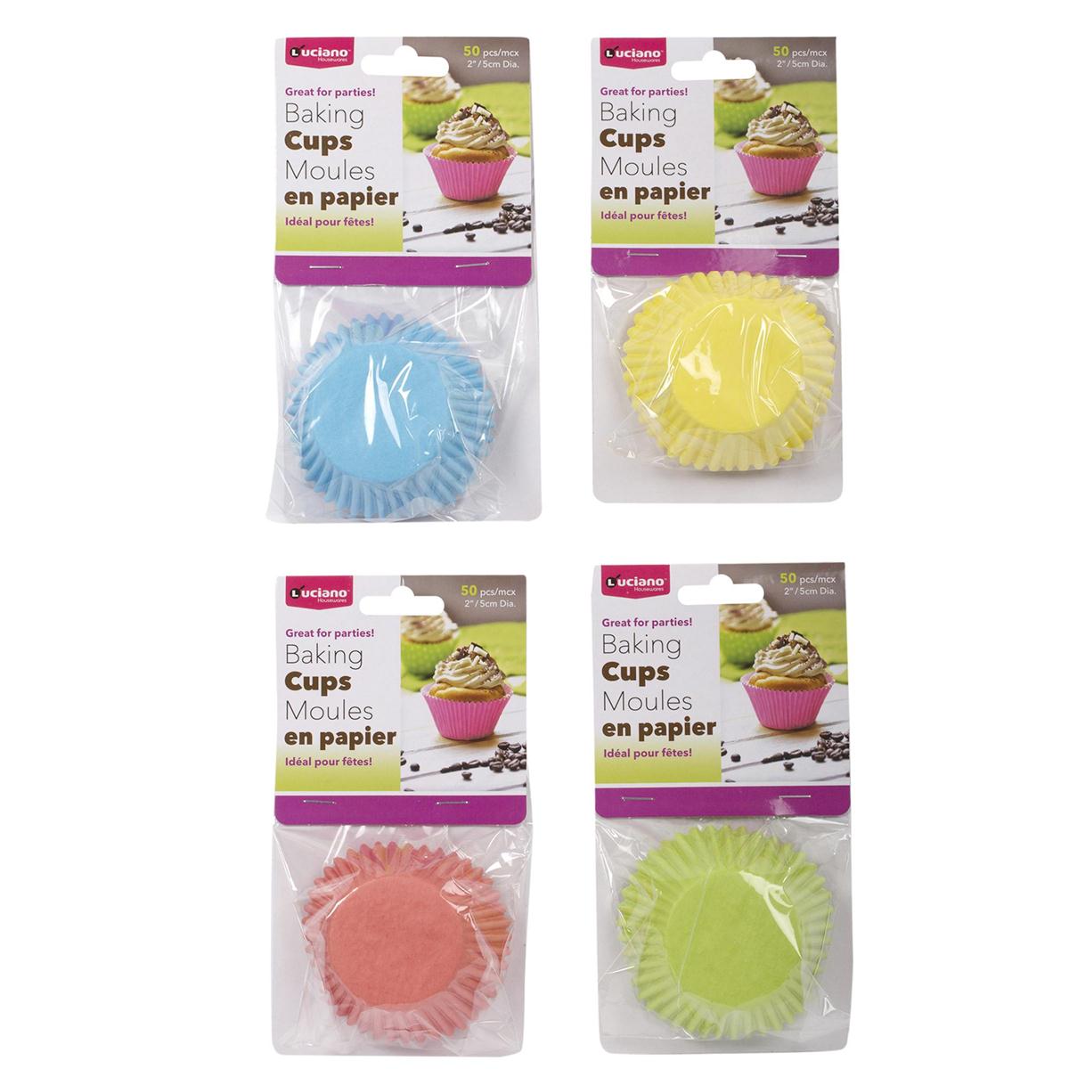 Luciano 50-pc Baking Cups, 2" Dia., Paper, 4 col., pbh