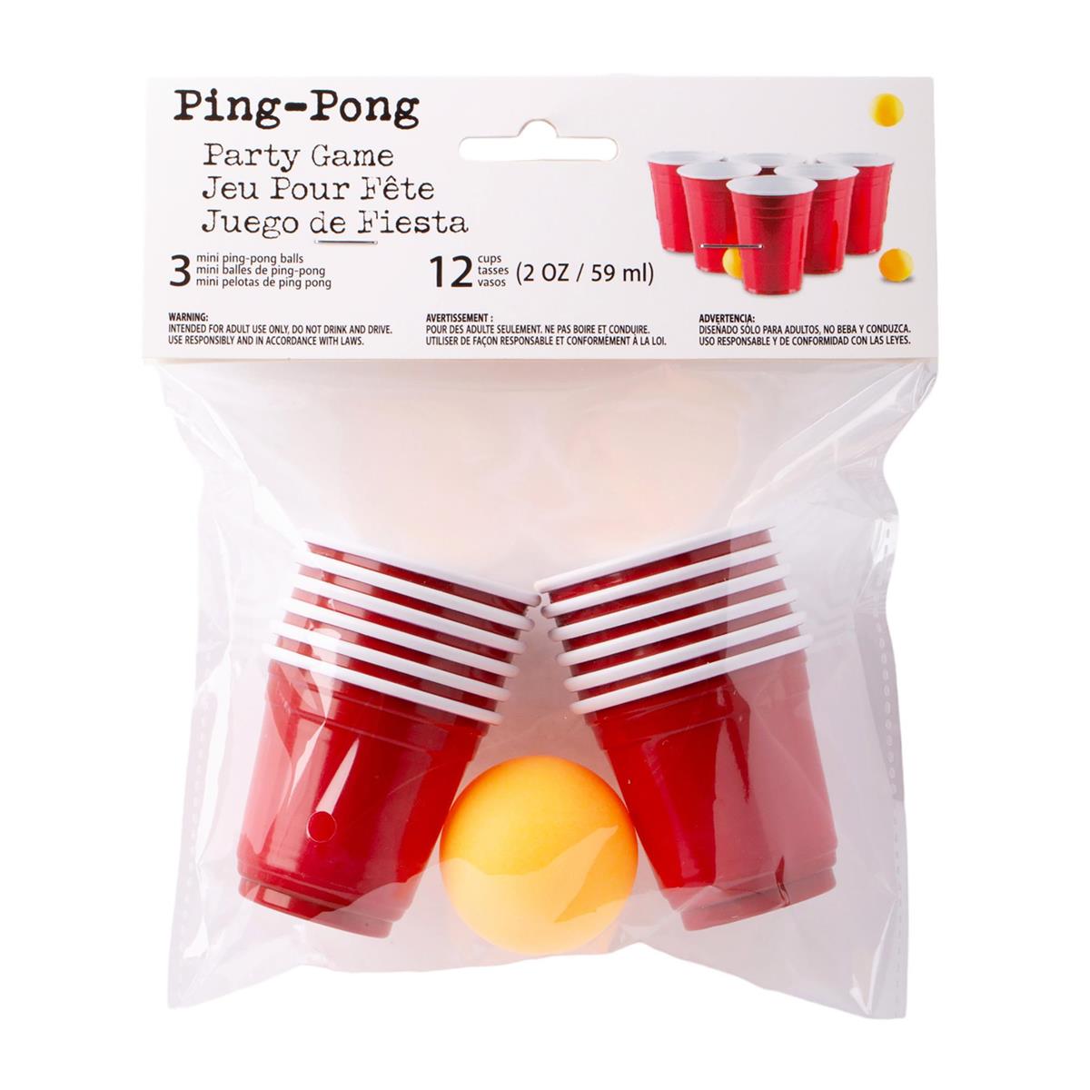 Mini Beer Pong Party Game - 3 Balls & 12(2oz) Cups