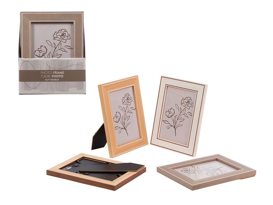 JAME 5X7" BORDER WOOD FRAME, 4ASST, Shrink + PDQ