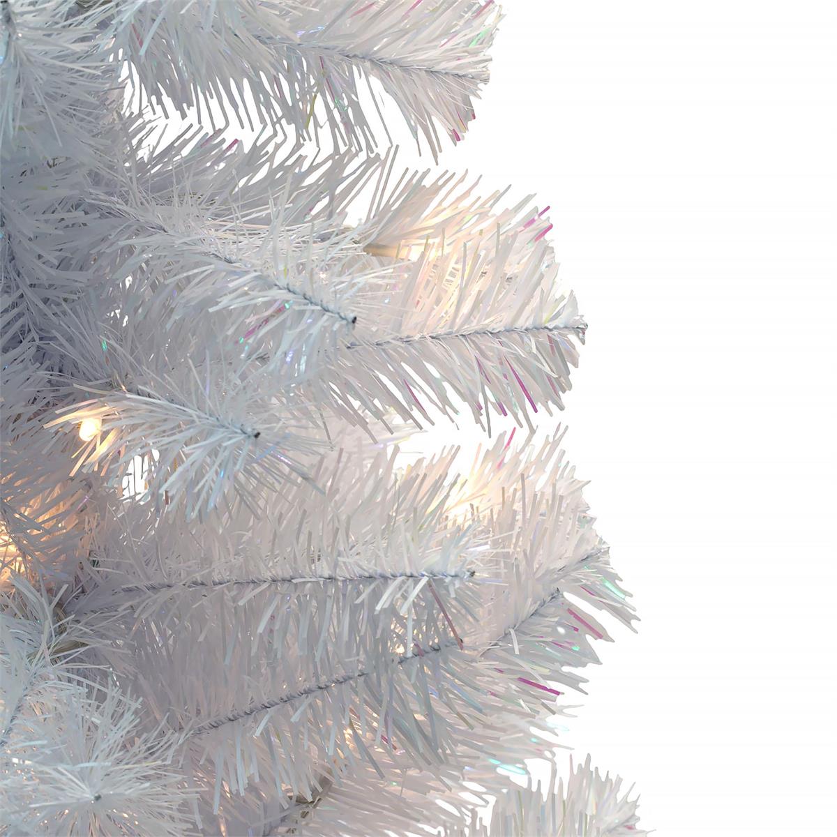 Deco N. 4ft 120 Tips Tinsel Xmas Tree, 70 LED, White, ETL