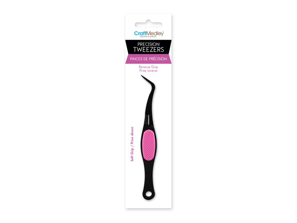 Beading/Jewelry Tool: Precision Curved Tweezer Soft-Grip w/Reverse Grip