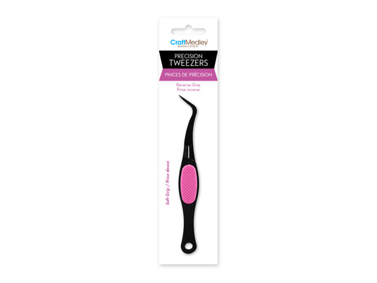 Beading/Jewelry Tool: Precision Curved Tweezer Soft-Grip w/Reverse Grip