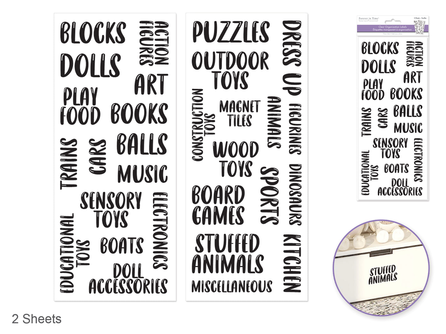 Paper Craft Sticker: 5"x12" Organization Labels Clear 2-Sheets Photo Safe D) Toy Room