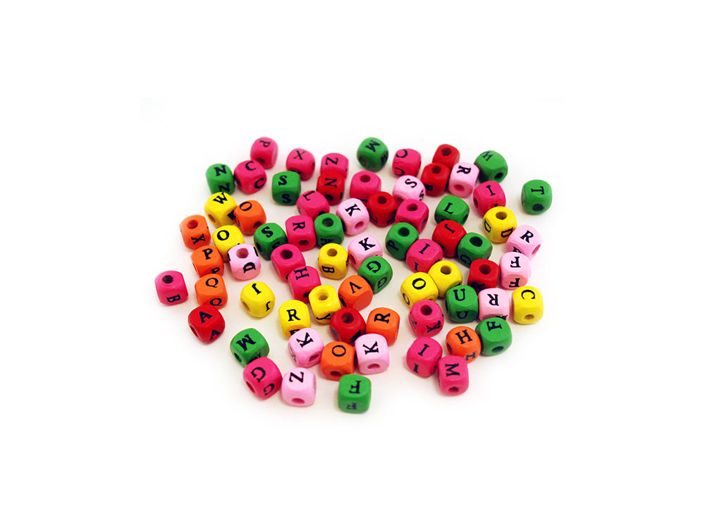 Wood Beads: 8mm Alphabet Beads 70/pk Asst B) Multi Mix