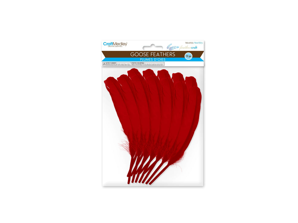Feather Craft: 8" Goose Feathers x12 G) Red