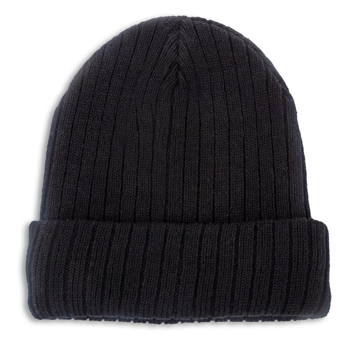 Nordic T. Ribbed Beanie, black, lined, w Cuff, ht