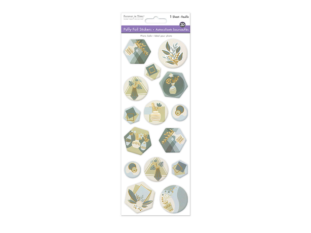 Paper Craft Sticker: 25cmx10cm 3D Puffy Foil J) Geometric Abstract