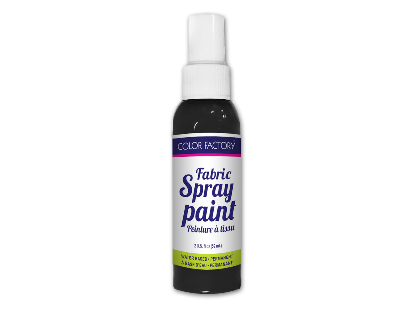 Color Factory Fabric Paint: 60ml (2fl.oz) Spray Paint H) Black