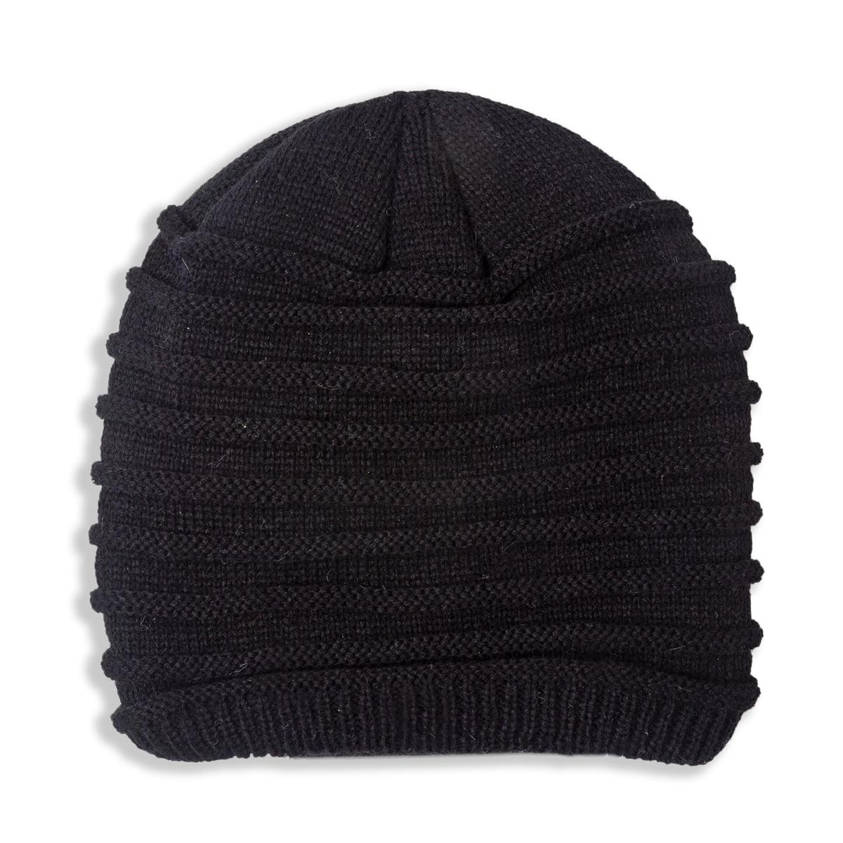 Nordic T. Oversized Ribbed Beanie, w/Warm Fleece Lining, Black, ht