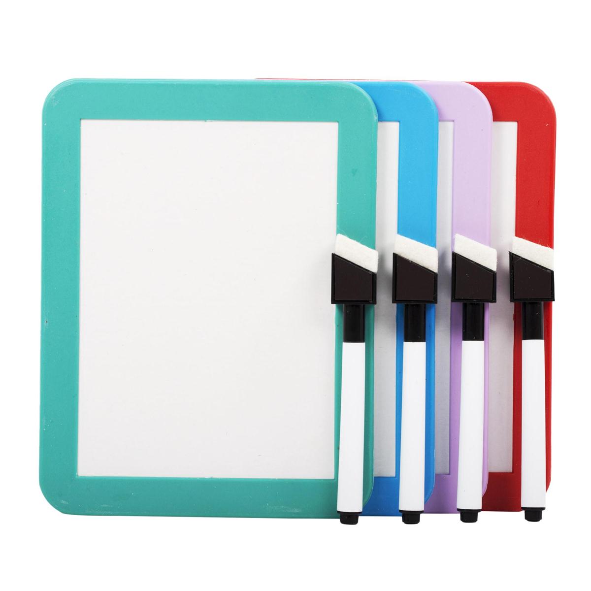 O.WKs. 4x5.5" Magnetic White Board w/Mker, 4 col.