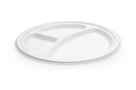 iECO 10" BAGASSE PLATE 3 COMPARTMENT 8/PK  X 24/CS