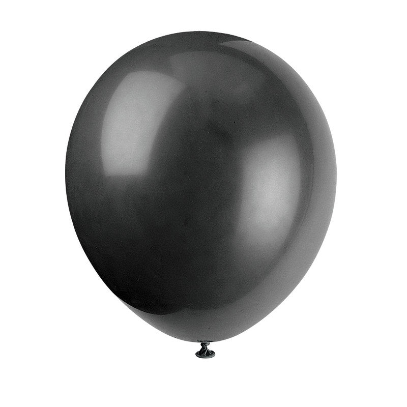 Helium filled - 12" Latex Balloons - Jet Black