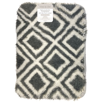ANTI-SLIP PLUSH CARPET WITH FOAM-DARK GREY DIAMOND