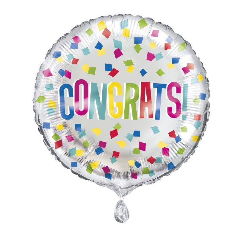 Colorful Congrats Round Foil Balloon 18"  Package