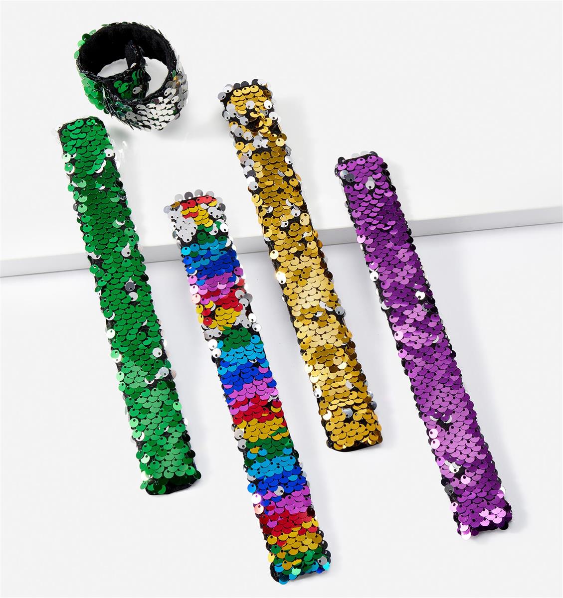 Steel/PET Reversible Slap Bands, 4 Asst, 24/dsp, 8.7"x1.2"