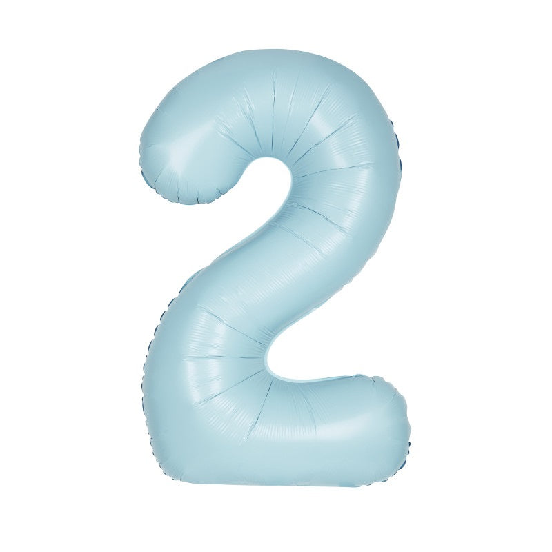 Matte Powder Blue Number 2 Shaped Foil Balloon 34"  Packaged