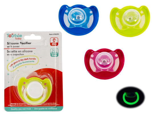 Tootsie Baby,1-pk Baby Silicone Pacifiers with cover,b/c,3 colours