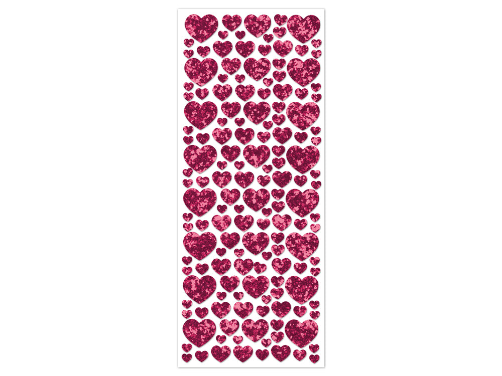 Paper Craft Sticker: 12.5cmx30.5cm Glitter Shapes F) Fuchsia Hearts