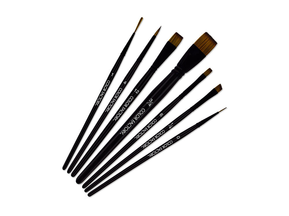 Artist Brush Set: The Ninja Art Set x7 Wood Handle/Nylon Hair