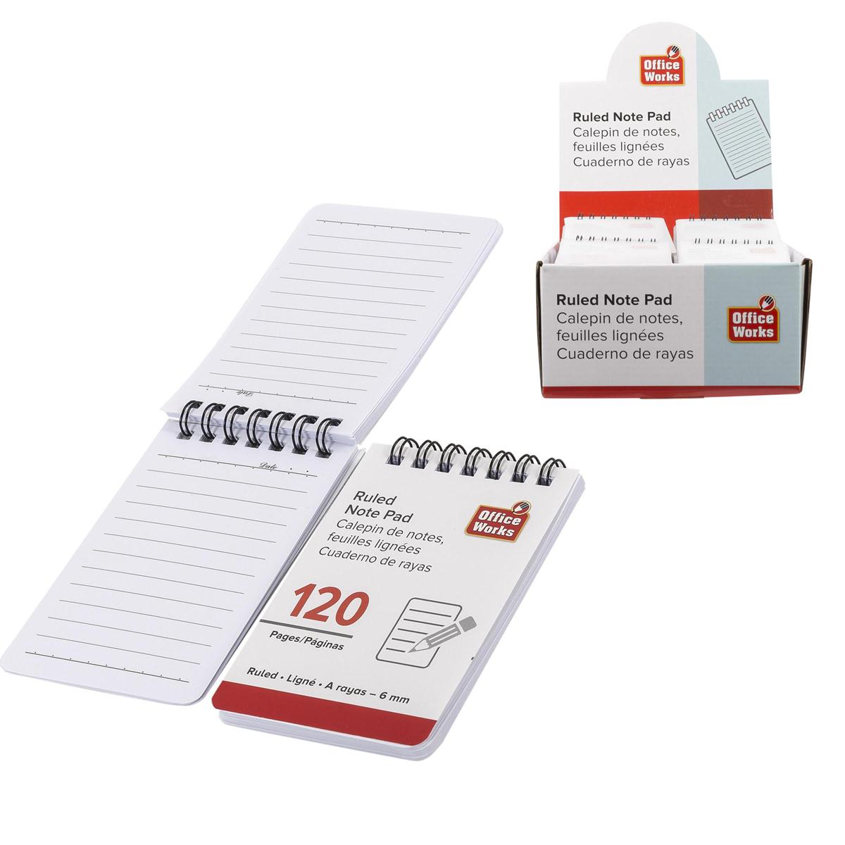 O.WKs. Plastic Cover Note Pad, 120-page, 48/dsp