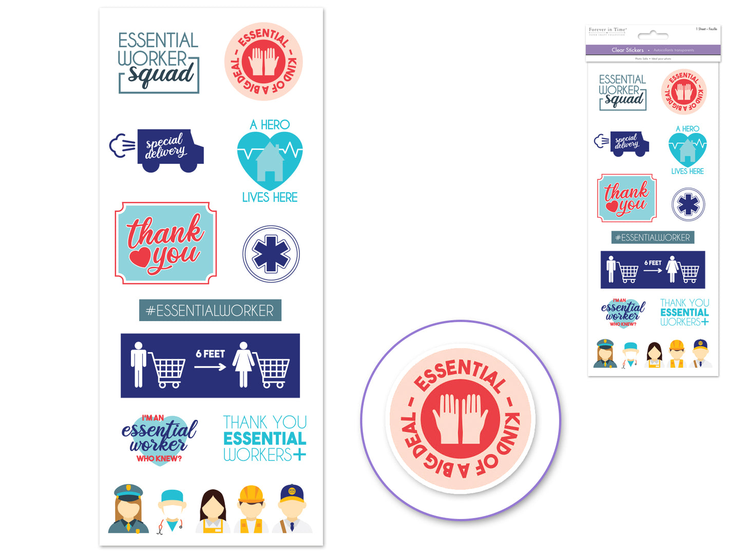 Paper Craft Sticker: 5"x12" Classic Themes 'Clear' Photo Safe R) Essential Workers