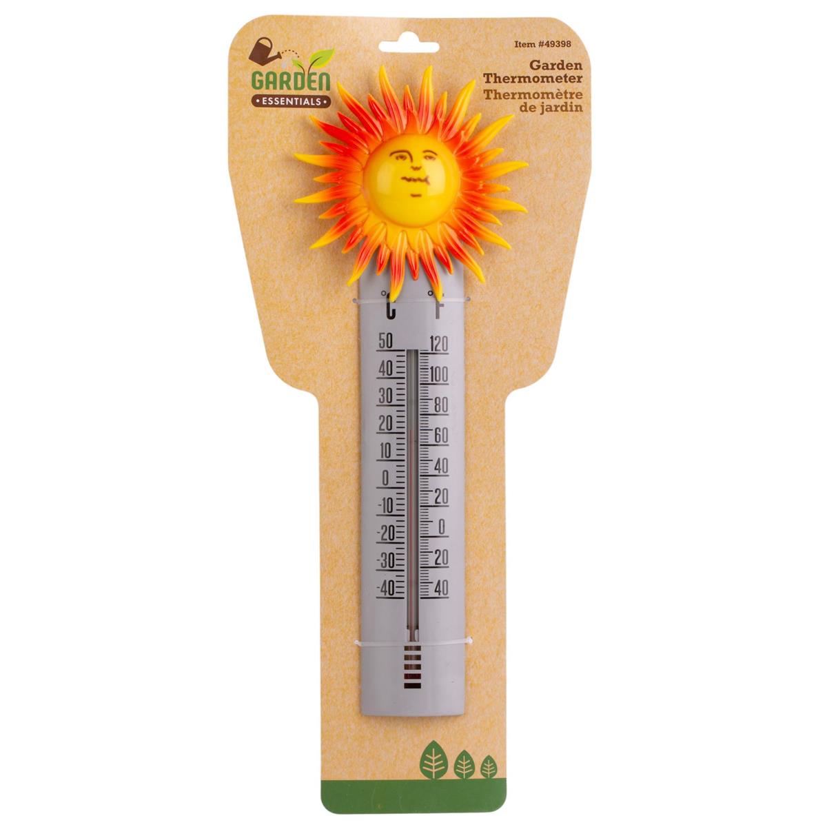 Garden E. 13.3"H Thermometer Sun Face, tie-on-card