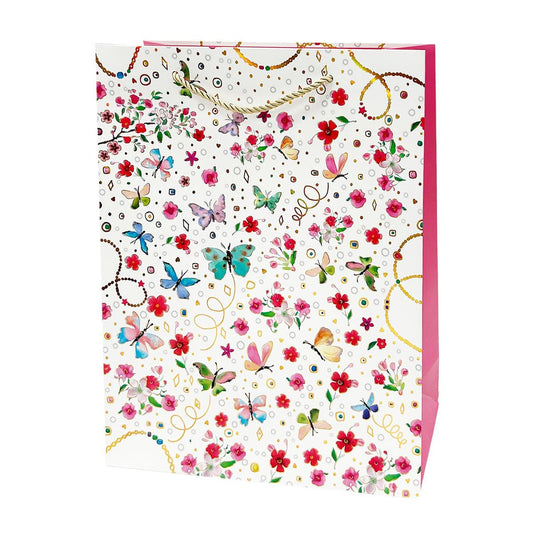 Paper T. Gift Bag, Medium, Mini Butterflies, Matte + HS, 210gsm, Tag + J-Hook