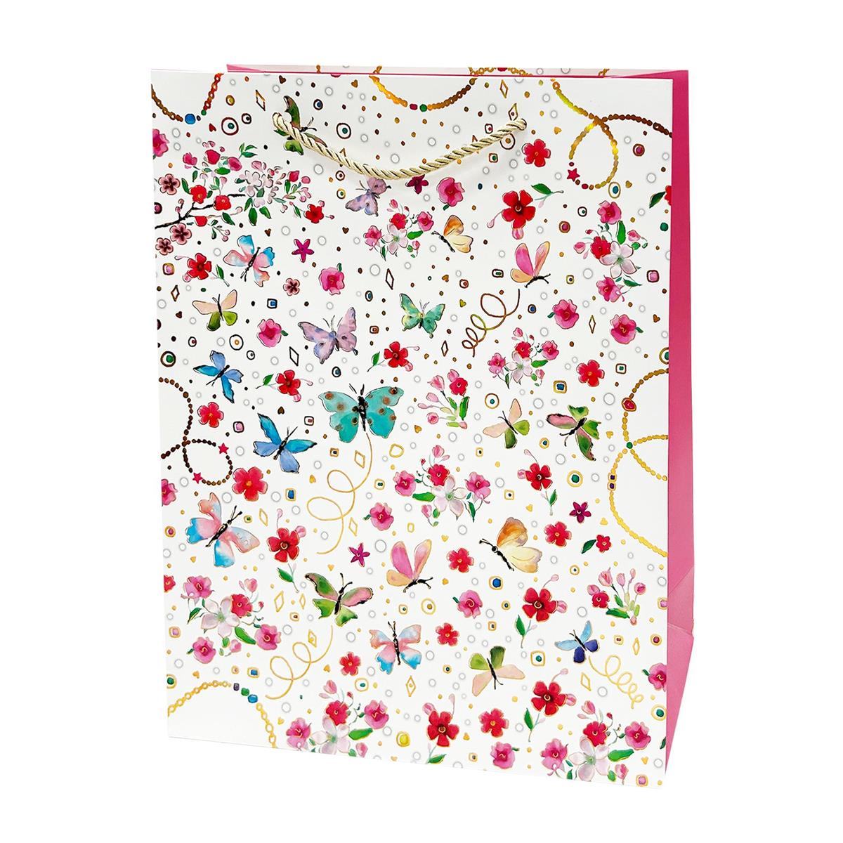Paper T. Gift Bag, Large, Mini Butterflies, Matte + HS, 210gsm, Tag + J-Hook