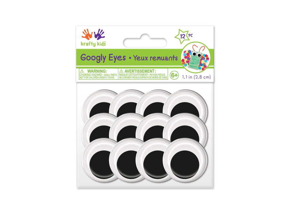 Paste-On Googly Eyes: Round 28mm 12/pk B) Black