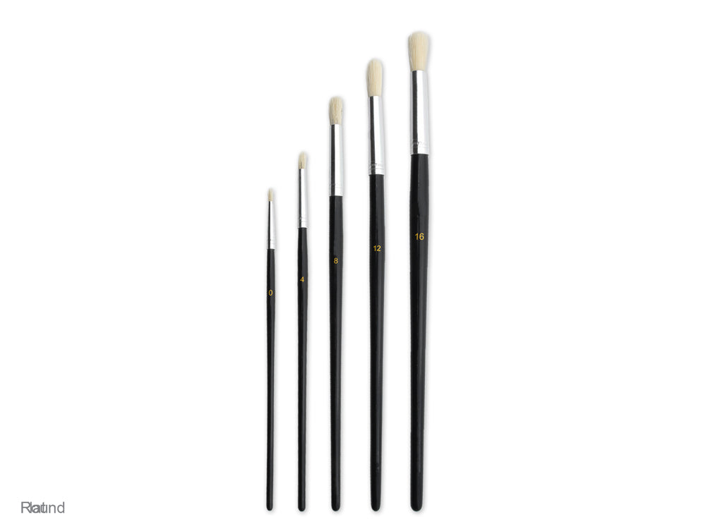 Artist Brush Set: #0-#16 Fine Bristle x5 Wood Handle B) Rounds